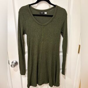 BDG‎ Urban Outfitters Ribbed Long Sleeve Dress Henley Snaps Hunter Green Size M
